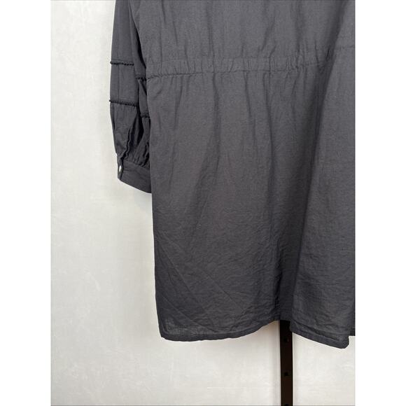 Emerson Fry India Shirtdress Medium Black Organic Cotton Dress Boho Quiet Luxury - Picture 9 of 12